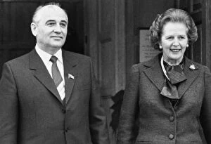 Mikhail Gorbachev, poses with British PM Margaret Thatcher