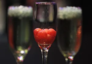 Molecular cocktails with balls made of fruits are displayed on a table at a bartender Molecular cocktails with balls made of fruits are displayed on a table at a bartender