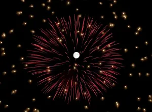 Fireworks Print under Full Moon