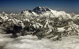 Images Dated 25th March 2008: Mount Everest, the highest peak in the world, is seen in this aerial view
