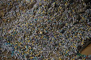 Muslim pilgrims gather on Mount Mercy on the plains of Arafat during the annual haj Muslim pilgrims gather on Mount Mercy on the plains of Arafat during the annual haj