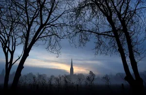 Prints of Salisbury Cathedral Salisbury Prints: Salisbury Cathedral Print at Dawn