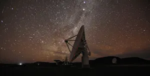 Night falls over radio telescope dishes of the KAT-7 Array at the proposed South African Night falls over radio telescope dishes of the KAT-7 Array at the proposed South African