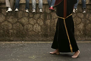 Images Dated 2nd April 2007: Penitent takes part in the procession of Penas brotherhood during Holy Week in Malaga
