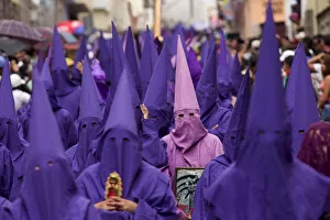 Penitents participate in a procession rally in Quito Penitents participate in a procession rally in Quito