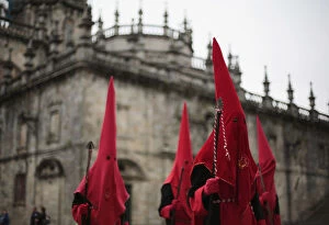 Images Dated 16th April 2014: Penitents take part in procession of Via Crucis brotherhood in Santiago de Compostela