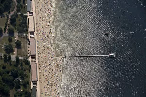 Images Dated 20th July 2014: People sunbathe and swim at the beach of Wannsee near Berlin
