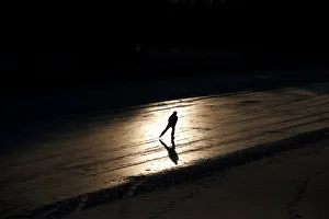 Images Dated 5th January 2018: Person skates on the Rideau Canal in Ottawa