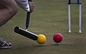 Images Dated 5th September 2012: A player takes a stroke during the fifth annual Pacific Cup croquet tournament in