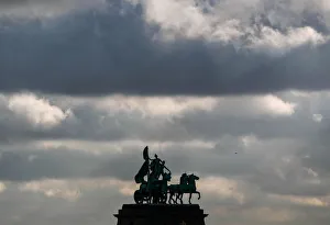 Sculptures Gallery: A Quadriga is seen on the top of the Cinquantenaire arch in Brussels