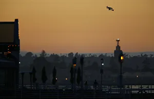 A radio-controlled flying witch travels across the ocean waters of Coronado, California A radio-controlled flying witch travels across the ocean waters of Coronado, California