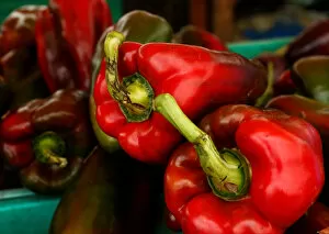 Tasty Gallery: Red peppers are displayed on a vendors stand at the Farmers Market in Ta Qali