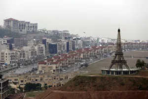 A replica of the Eiffel Tower is seen on a hill in an area being developed in Bahria Town A replica of the Eiffel Tower is seen on a hill in an area being developed in Bahria Town