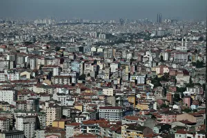 Residential housing stretches to the horizon of Istanbuls skyline in Turkey Residential housing stretches to the horizon of Istanbuls skyline in Turkey