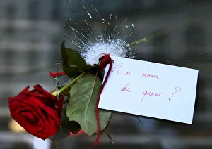 A rose placed in a bullet hole in a restaurant window the day after a series of deadly A rose placed in a bullet hole in a restaurant window the day after a series of deadly