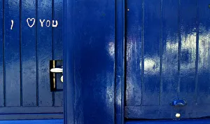 The sentence I love you written in chewing gum is seen on a door in Pamplona The sentence I love you written in chewing gum is seen on a door in Pamplona