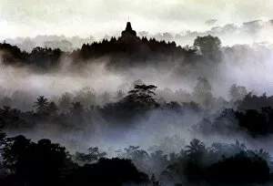 THE SILHOUETTE OF BOROBUDUR TEMPLE IN MAGELANG
