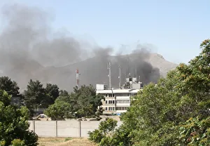 Smoke rises from the site of a blast in Kabul, Afghanistan Smoke rises from the site of a blast in Kabul, Afghanistan