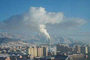 Images Dated 24th January 2018: Smoke is seen from a chimney in Altay, Xinjiang Uygur Autonomous Region