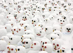 Snowmen are lined up Sapporo Snow Festival in Sapporo, northern Japan Snowmen are lined up Sapporo Snow Festival in Sapporo, northern Japan