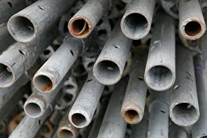 Steel pipes for the construction of a stage are pictured in central Kiev Steel pipes for the construction of a stage are pictured in central Kiev