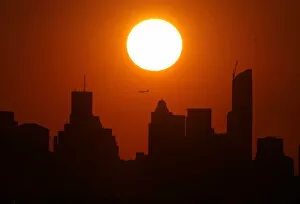 Related Images Gallery: The sun sets over New York city as viewed from the Arthur Ashe Stadium, venue of the U.S