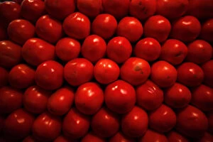 Images Dated 31st January 2013: Tomatoes are displayed at a vegetable stall in La Merced market, downtown Mexico City