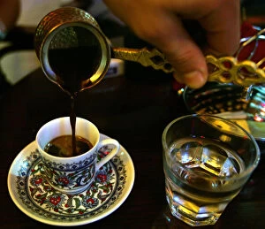 Images Dated 30th September 2005: Traditional Turkish coffee is served at a coffee house in Istanbul