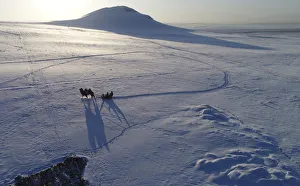 Tuvan shepherds travel in the snow-covered steppe near Kyzyl town in the Republic of Tuva Tuvan shepherds travel in the snow-covered steppe near Kyzyl town in the Republic of Tuva