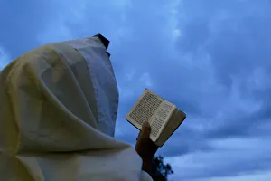 Ultra orthodox Jewish man prays close to the tomb of Rabbi Nachman of Breslov in the Ultra orthodox Jewish man prays close to the tomb of Rabbi Nachman of Breslov in the