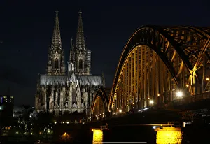 UNESCO World Heritage Cologne Cathedral and the Hohenzollern railway bridge along UNESCO World Heritage Cologne Cathedral and the Hohenzollern railway bridge along