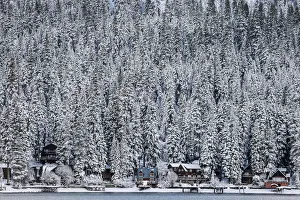 Vacation homes are seen on Donner Lake after fresh snowfall near Truckee, California Vacation homes are seen on Donner Lake after fresh snowfall near Truckee, California
