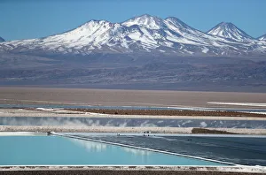 A view of brine pools of a lithium mine on the Atacama salt flat in the Atacama desert A view of brine pools of a lithium mine on the Atacama salt flat in the Atacama desert