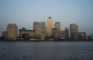 A view of Canary Wharf on the River Thames in London A view of Canary Wharf on the River Thames in London