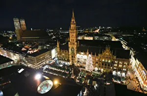 A view of Munichs illuminated townhall during the Christmas market after the official A view of Munichs illuminated townhall during the Christmas market after the official