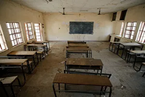 A view shows an empty classroom at the school in Dapchi in the northeastern state of Yobe A view shows an empty classroom at the school in Dapchi in the northeastern state of Yobe