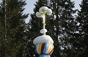 New Gallery: A view shows a snow-covered cross of the Orthodox chapel in Krasnoyarsk region