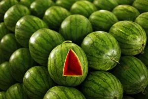 A watermelon is seen at the Kramat Jati central market in Jakarta A watermelon is seen at the Kramat Jati central market in Jakarta