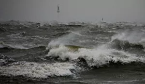 Images Dated 5th December 2013: Waves at the North Sea are pictured at a quay wall in Cuxhaven