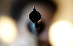 A weapon collector holds a 44 caliber gun in his house in Bordeaux A weapon collector holds a 44 caliber gun in his house in Bordeaux