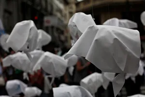 White scarves are seen hanging from a post during a demonstration to commemorate the 42th White scarves are seen hanging from a post during a demonstration to commemorate the 42th