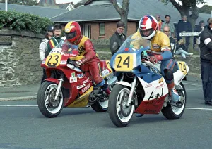 Allan McDonald (Honda) & Geoff Baldock (Yamaha) 1989 Senior Manx Grand Prix Allan McDonald (Honda) & Geoff Baldock (Yamaha) 1989 Senior Manx Grand Prix