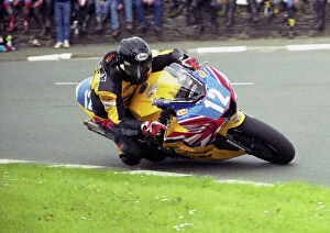 Images Dated 10th July 2011: Bruce Anstey (Triumph) at Sulby Bridge, 2003 Junior TT