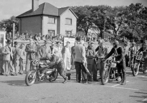 Dennis Christian (Norton) and Ray Harrison (Triumph) 1950 Senior Manx Grand Prix Dennis Christian (Norton) and Ray Harrison (Triumph) 1950 Senior Manx Grand Prix