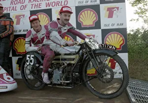 Double 1993 Sidecar winers Dave Molyneux and Karl Ellison pose on the 1923 Sidecar TT Double 1993 Sidecar winers Dave Molyneux and Karl Ellison pose on the 1923 Sidecar TT