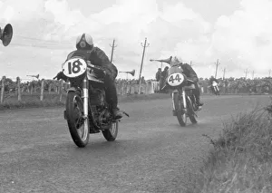 Geoff Tanner (Norton) and Bob Brown (Matchless) 1956 Senior Ulster Grand Prix Geoff Tanner (Norton) and Bob Brown (Matchless) 1956 Senior Ulster Grand Prix