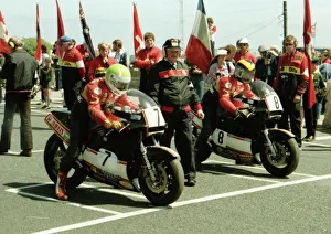 Jim Wells (Kawasaki) and Asa Moyce (Ducati) 1984 Formula One TT Jim Wells (Kawasaki) and Asa Moyce (Ducati) 1984 Formula One TT