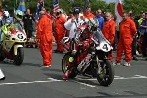 Images Dated 31st May 2003: John McGuinness (Ducati) starts the 2003 Formula One TT