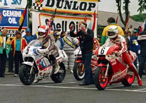 Bimota Yamaha Gallery: Trevor Nation (Suzuki) and Barry Woodland (Bimota Yamaha) 1988 Formula One TT