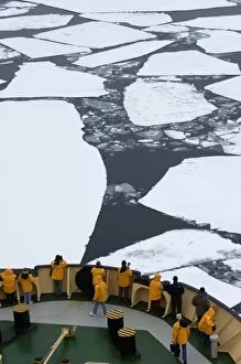 Ice breaker the Kapitan Khlebnikov breaking through broken pack ice Weddell Sea Antarctica